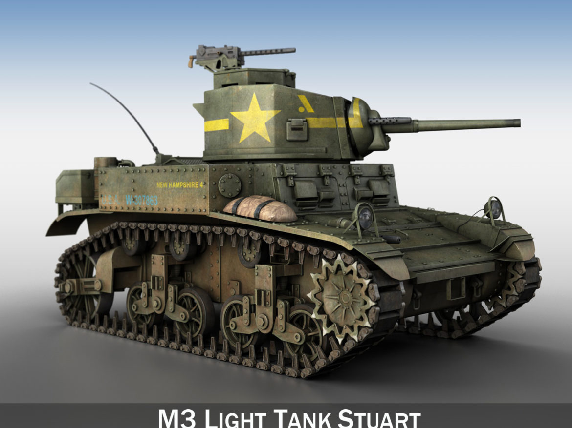 m3 light tank stuart – new hampshire 4 3d model 3ds c4d fbx lwo lw lws obj 266373