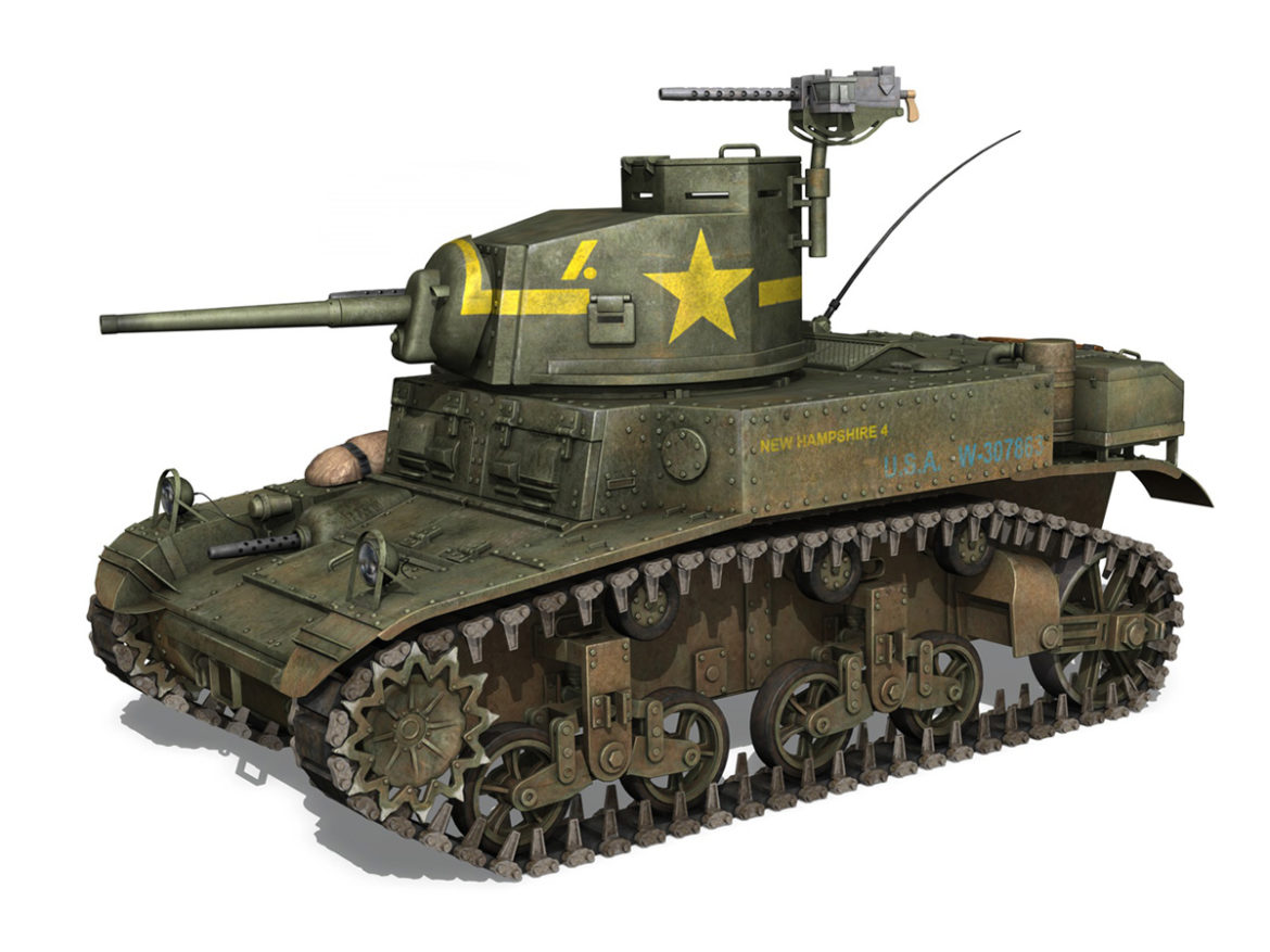 m3 light tank stuart – new hampshire 4 3d model 3ds c4d fbx lwo lw lws obj 266375