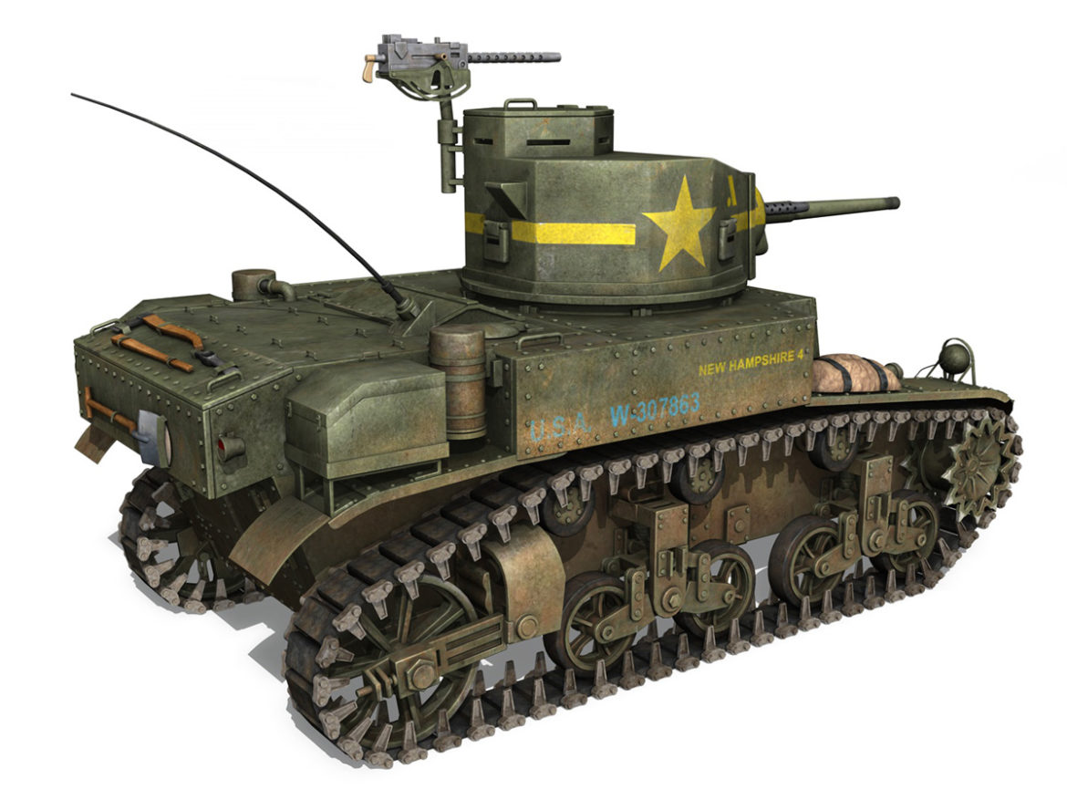 m3 light tank stuart – new hampshire 4 3d model 3ds c4d fbx lwo lw lws obj 266378