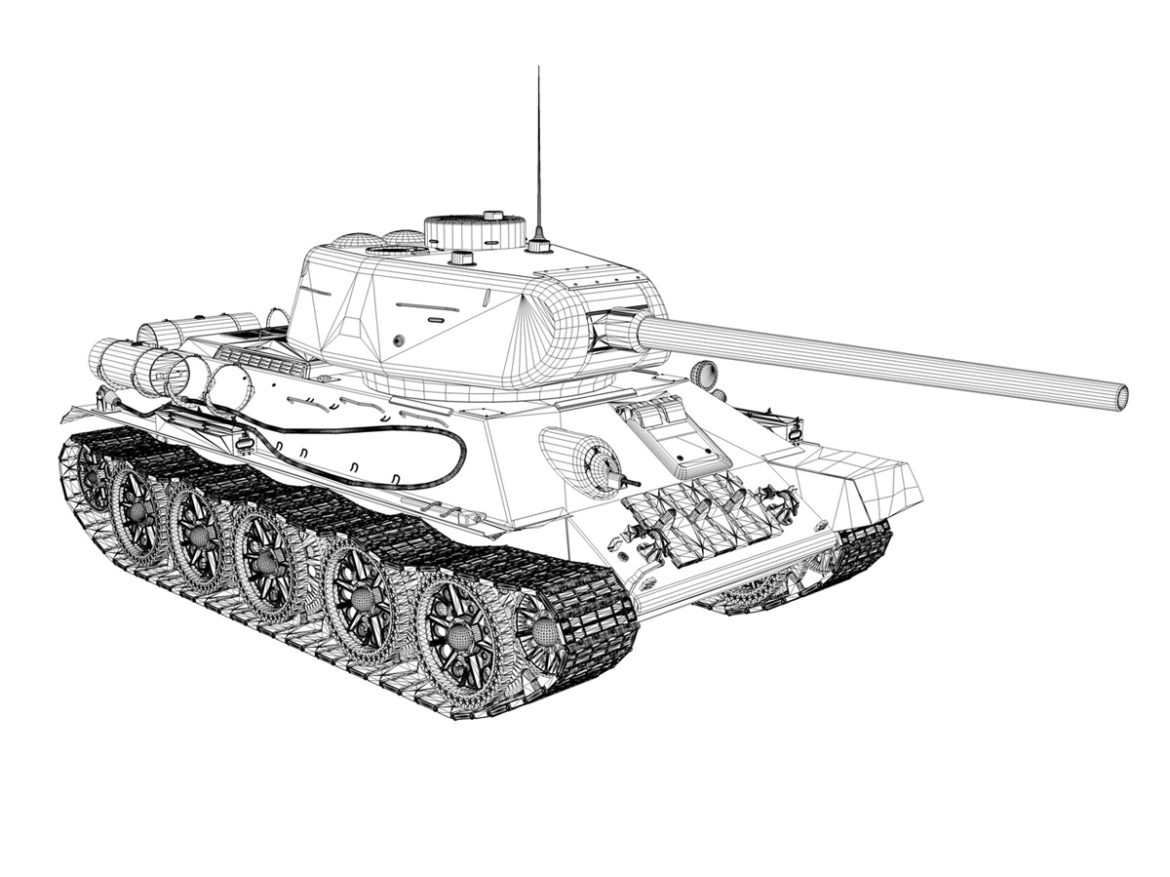 t-34 85 – soviet medium tank 3d model 3ds fbx lwo lw lws obj c4d 266417