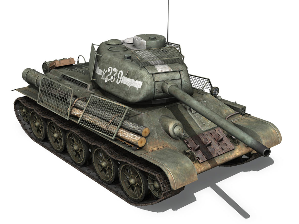 t-34 85 – soviet medium tank – 239 3d model 3ds c4d obj lwo lw lws 266431