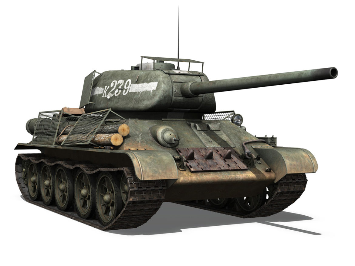 t-34 85 – soviet medium tank – 239 3d model 3ds c4d obj lwo lw lws 266432