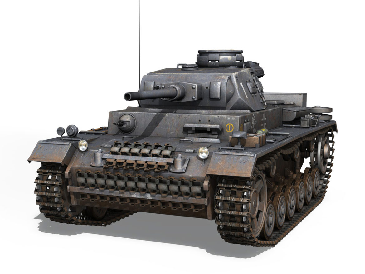 pzkpfw iii – panzer 3 – ausf.j – 1k 3d model lwo lw lws obj c4d 3ds fbx 266445