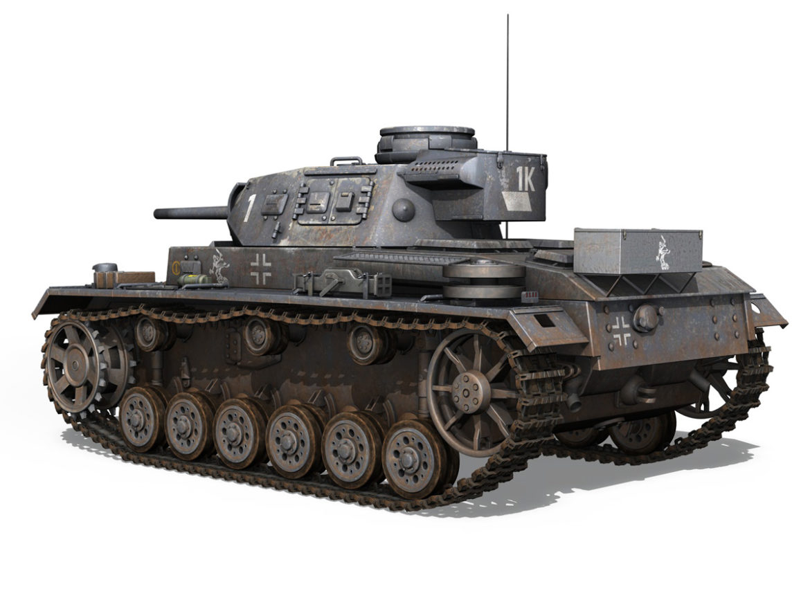pzkpfw iii – panzer 3 – ausf.j – 1k 3d model lwo lw lws obj c4d 3ds fbx 266447
