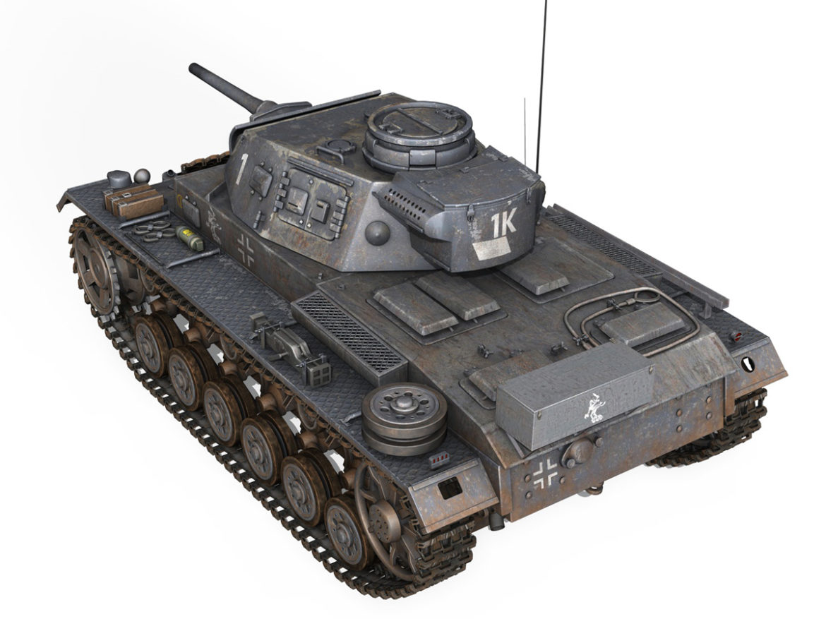 pzkpfw iii – panzer 3 – ausf.j – 1k 3d model lwo lw lws obj c4d 3ds fbx 266448