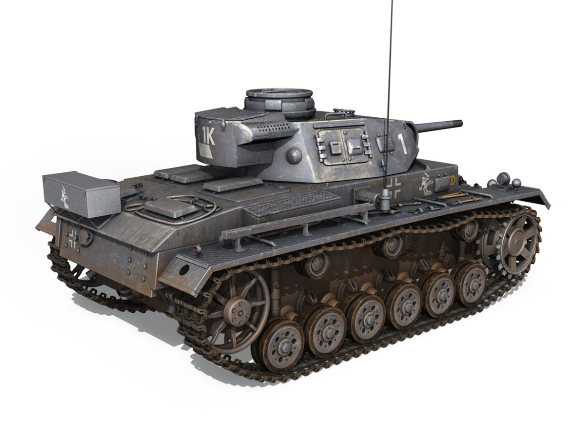 pzkpfw iii – panzer 3 – ausf.j – 1k 3d model lwo lw lws obj c4d 3ds fbx 266449