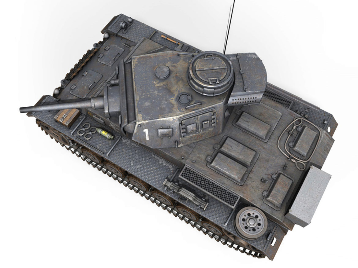 pzkpfw iii – panzer 3 – ausf.j – 1k 3d model lwo lw lws obj c4d 3ds fbx 266452