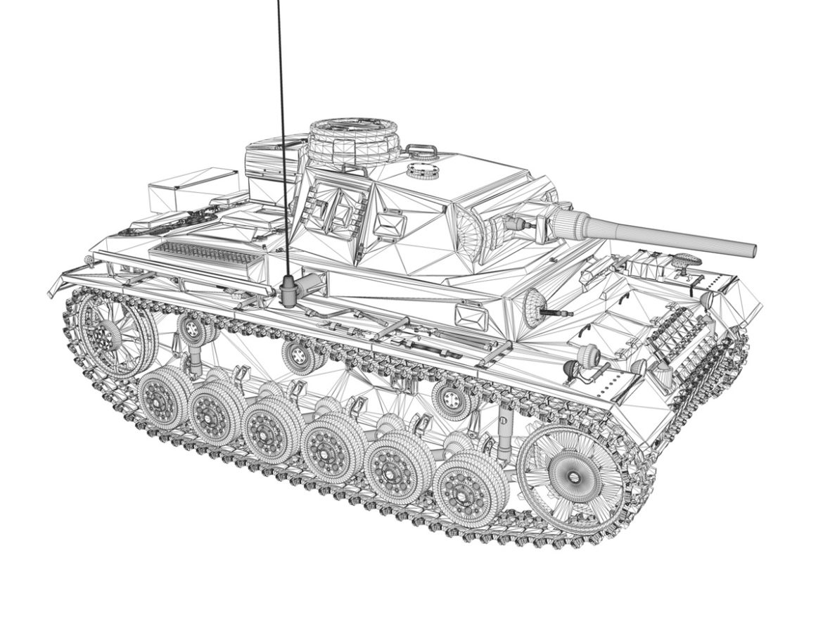 pzkpfw iii – panzer 3 – ausf.j – 1k 3d model lwo lw lws obj c4d 3ds fbx 266455