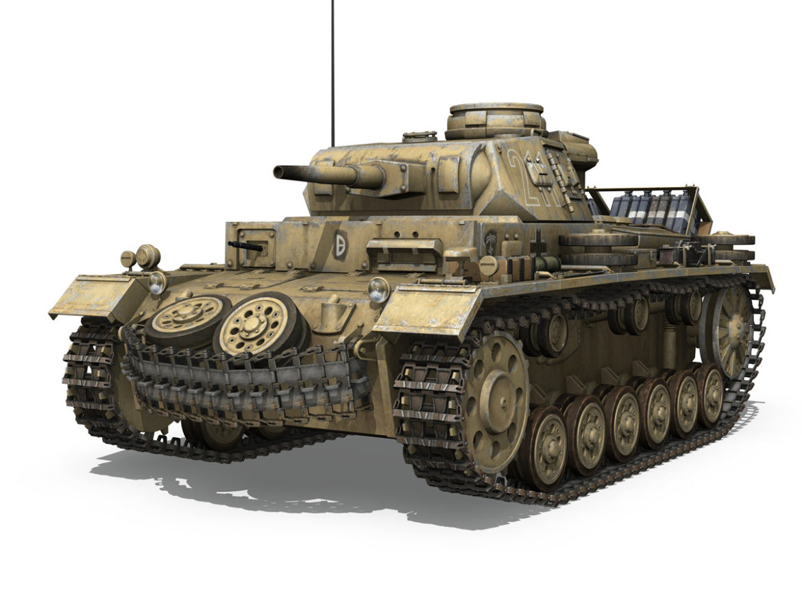 pzkpfw iii – panzer 3 – ausf.g – dak – 211 3d model 3ds c4d fbx lwo lw lws obj 266463
