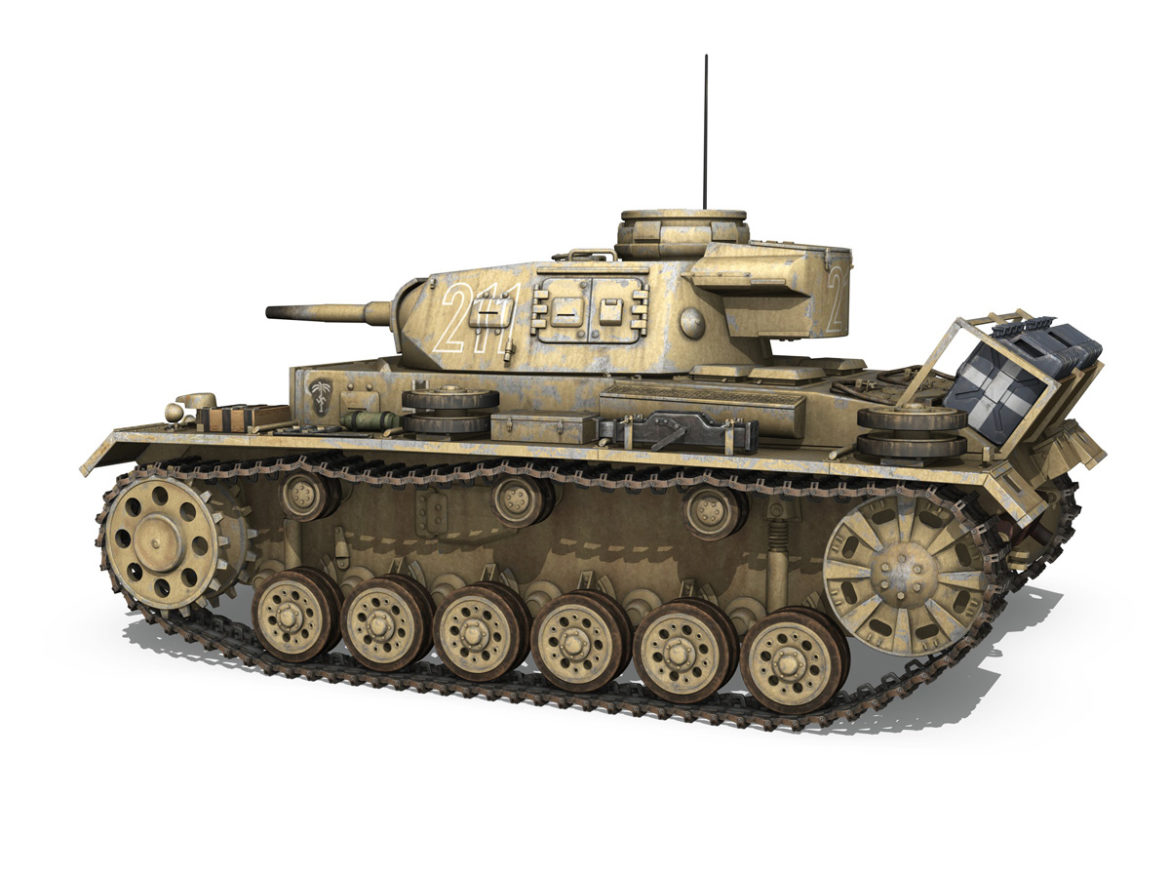 pzkpfw iii – panzer 3 – ausf.g – dak – 211 3d model 3ds c4d fbx lwo lw lws obj 266465