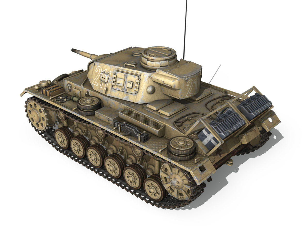 pzkpfw iii – panzer 3 – ausf.g – dak – 211 3d model 3ds c4d fbx lwo lw lws obj 266466