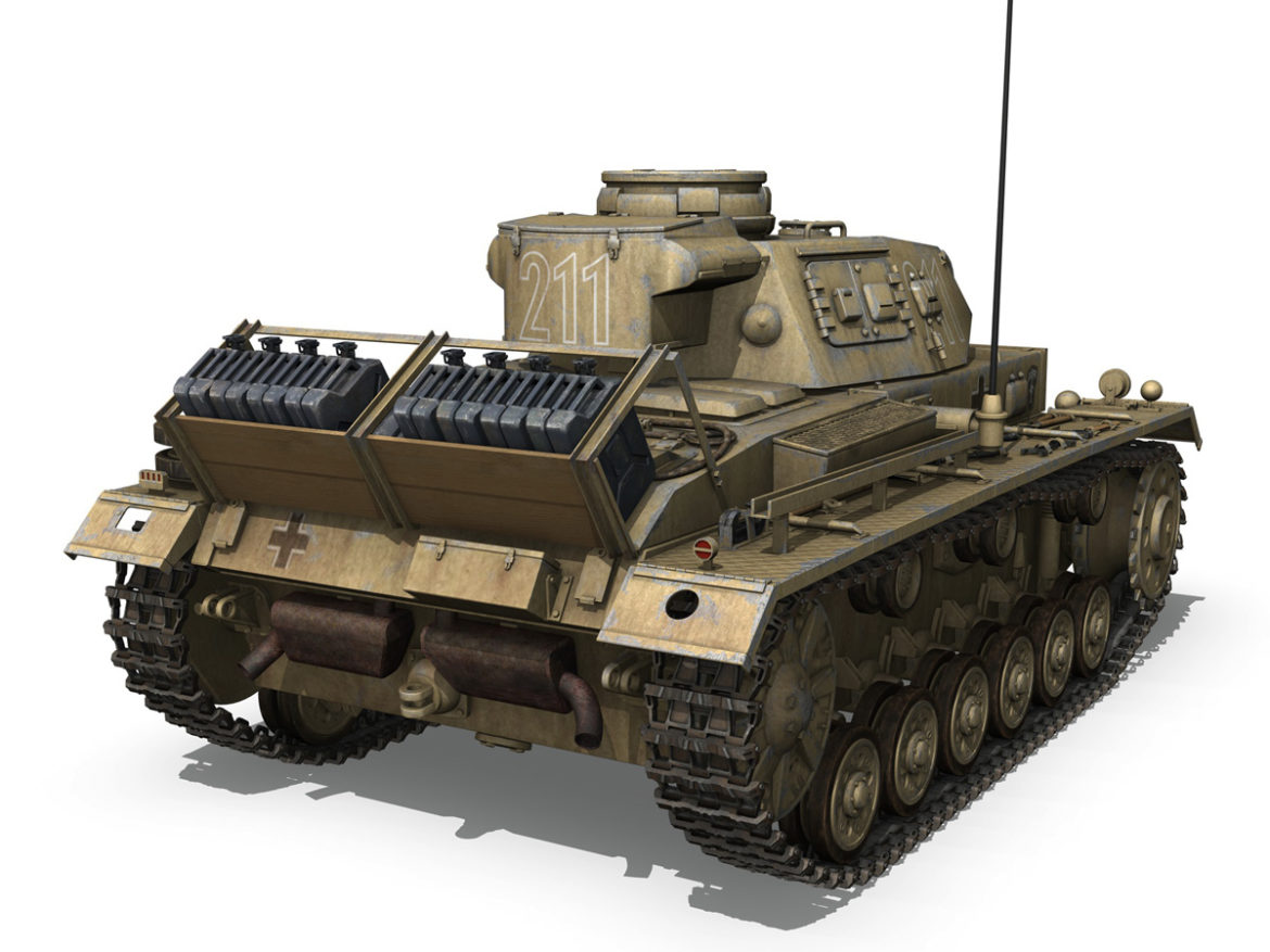 pzkpfw iii – panzer 3 – ausf.g – dak – 211 3d model 3ds c4d fbx lwo lw lws obj 266467