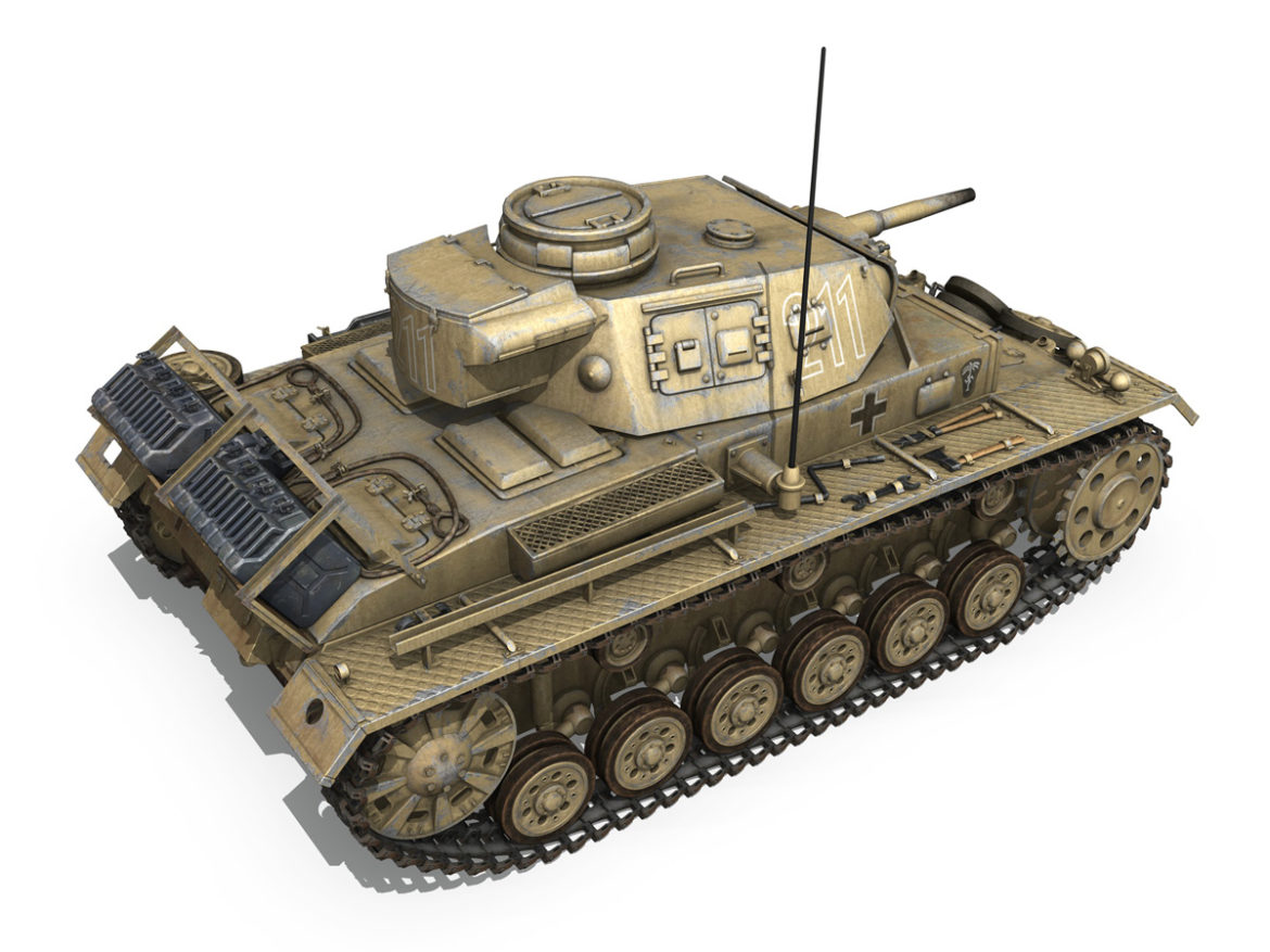pzkpfw iii – panzer 3 – ausf.g – dak – 211 3d model 3ds c4d fbx lwo lw lws obj 266468