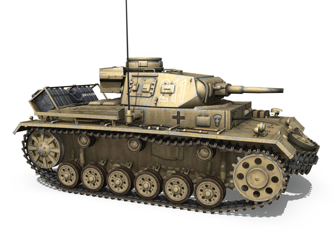 pzkpfw iii – panzer 3 – ausf.g – dak – 211 3d model 3ds c4d fbx lwo lw lws obj 266469