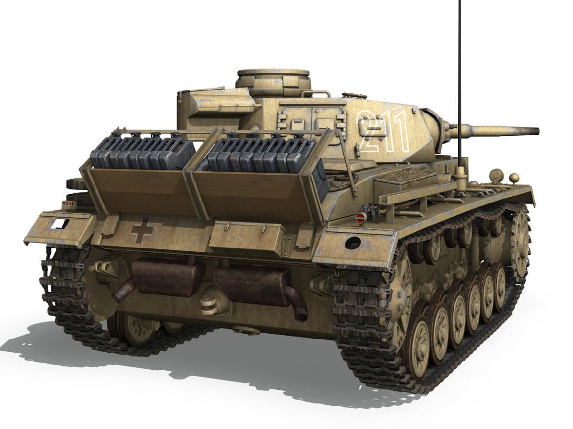 pzkpfw iii – panzer 3 – ausf.g – dak – 211 3d model 3ds c4d fbx lwo lw lws obj 266470