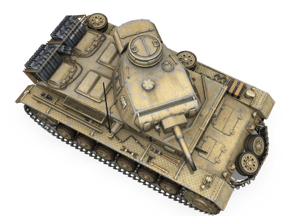 pzkpfw iii – panzer 3 – ausf.g – dak – 211 3d model 3ds c4d fbx lwo lw lws obj 266471