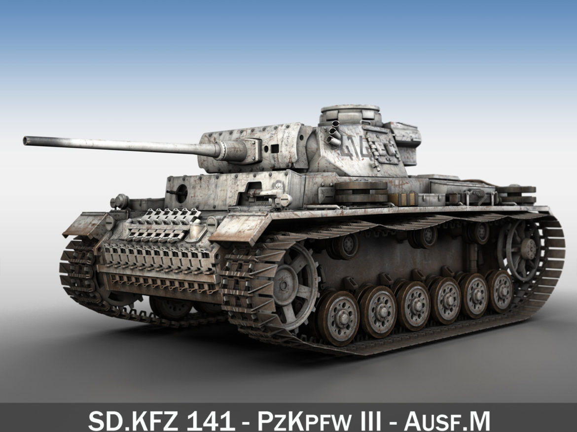 pzkpfw iii – panzer 3 – ausf.m – 414 3d model 3ds obj c4d lwo lw lws 266487