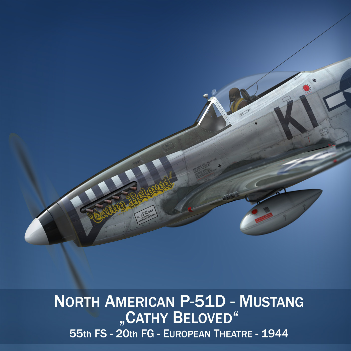 north american p-51d mustang – cathy beloved 3d model fbx lwo lw lws obj c4d 266529
