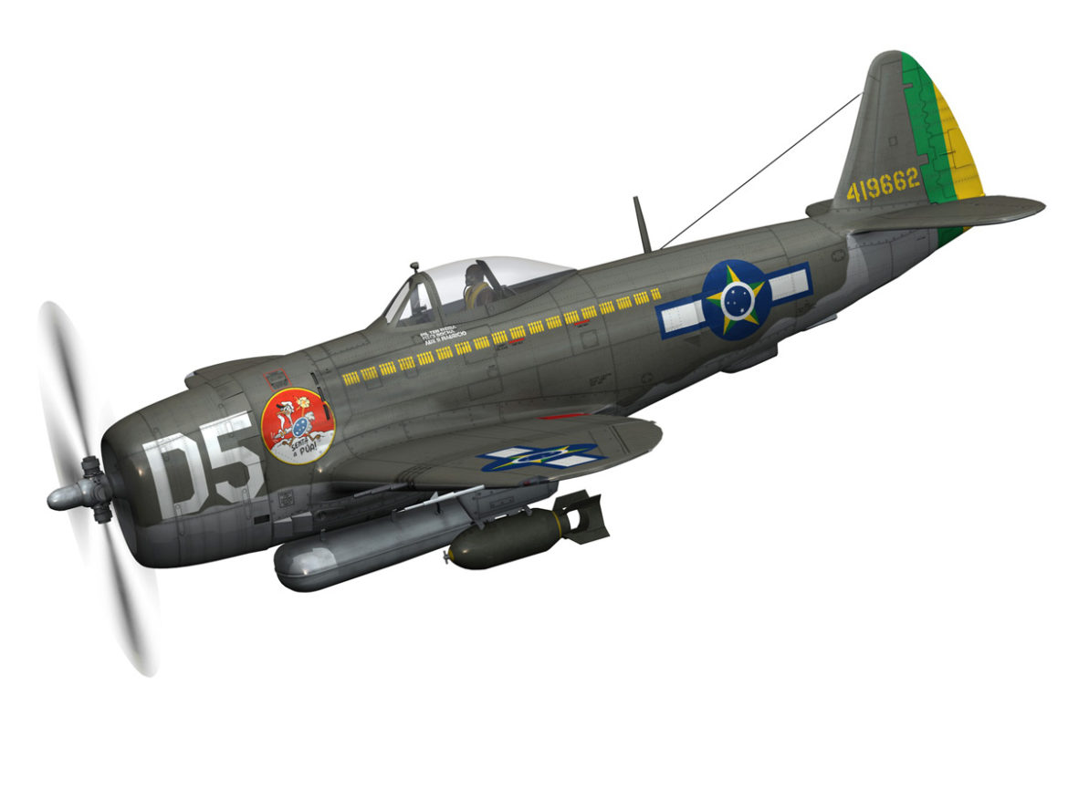 republic p-47d thunderbolt – brazilian air force 3d model lwo lw lws obj c4d fbx 266595