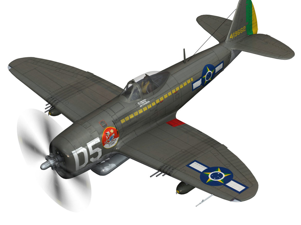 republic p-47d thunderbolt – brazilian air force 3d model lwo lw lws obj c4d fbx 266597