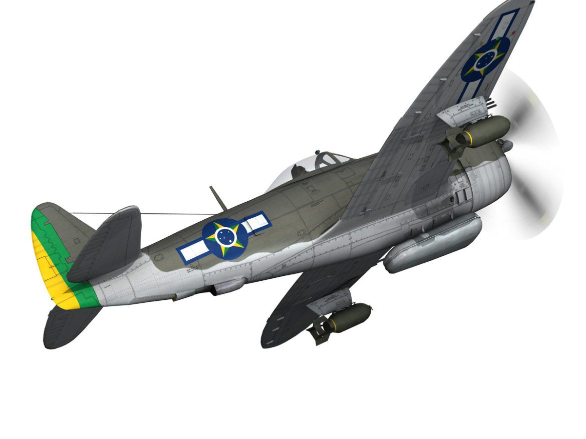 republic p-47d thunderbolt – brazilian air force 3d model lwo lw lws obj c4d fbx 266599