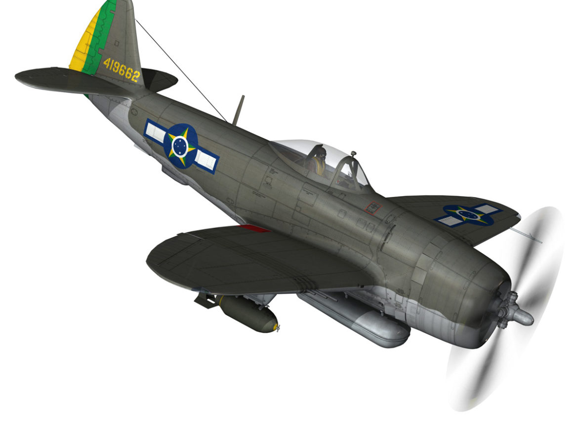 republic p-47d thunderbolt – brazilian air force 3d model lwo lw lws obj c4d fbx 266600
