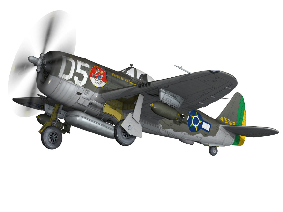 republic p-47d thunderbolt – brazilian air force 3d model lwo lw lws obj c4d fbx 266601