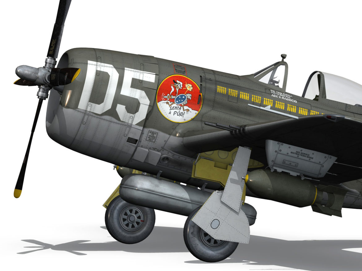 republic p-47d thunderbolt – brazilian air force 3d model lwo lw lws obj c4d fbx 266602