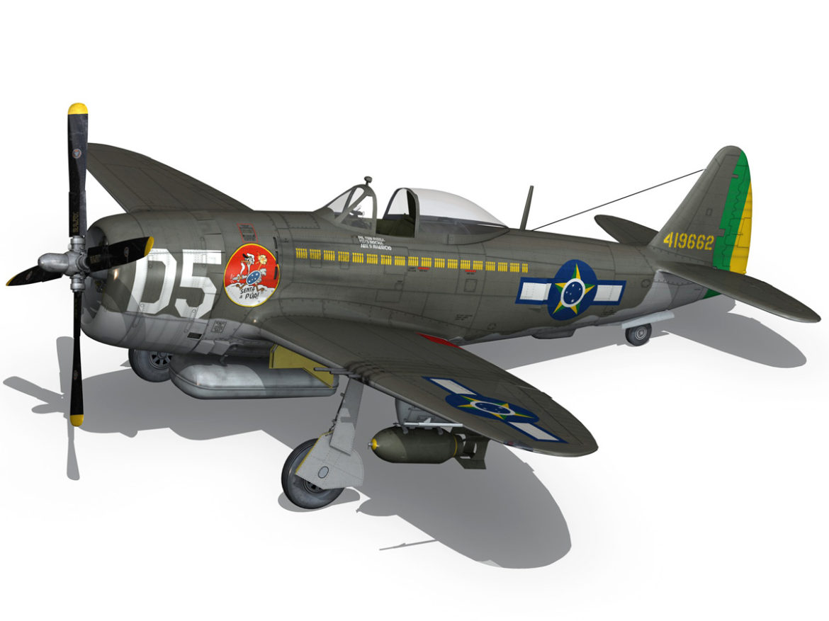 republic p-47d thunderbolt – brazilian air force 3d model lwo lw lws obj c4d fbx 266603