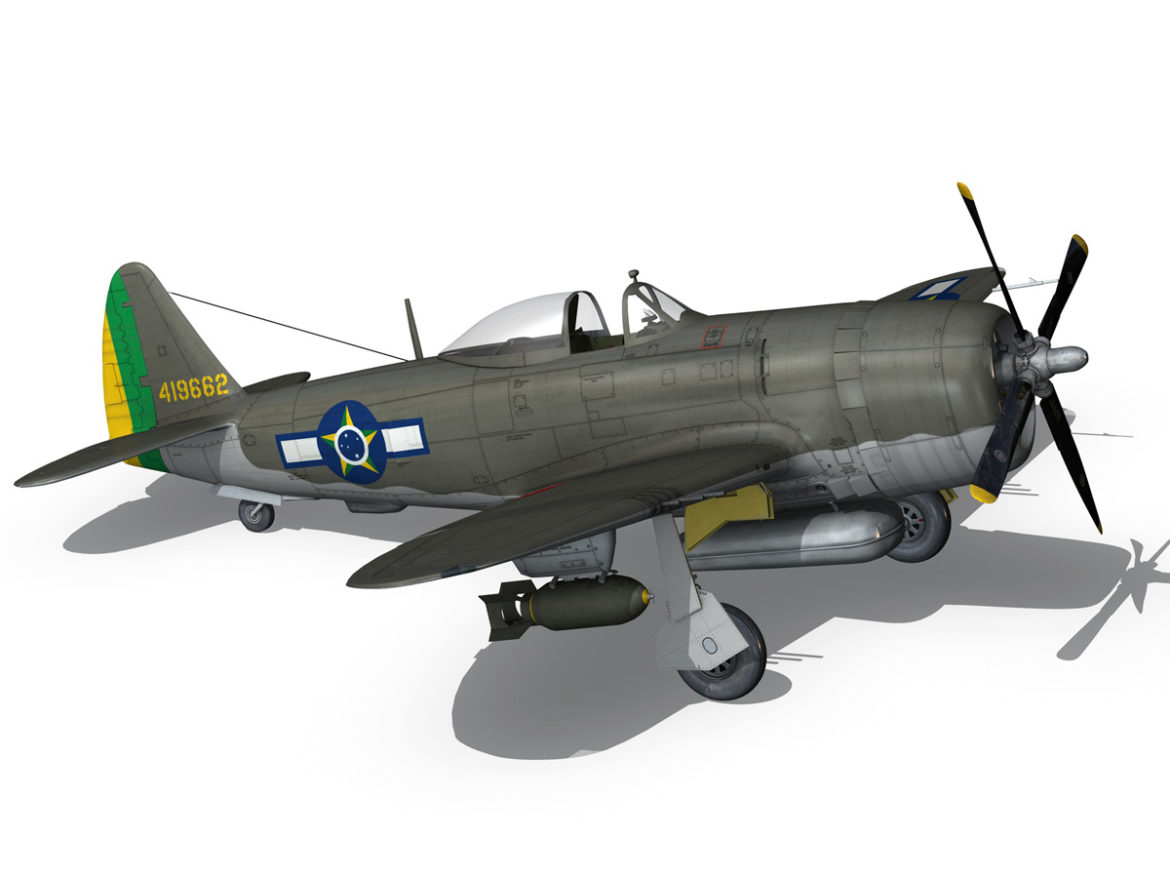 republic p-47d thunderbolt – brazilian air force 3d model lwo lw lws obj c4d fbx 266606