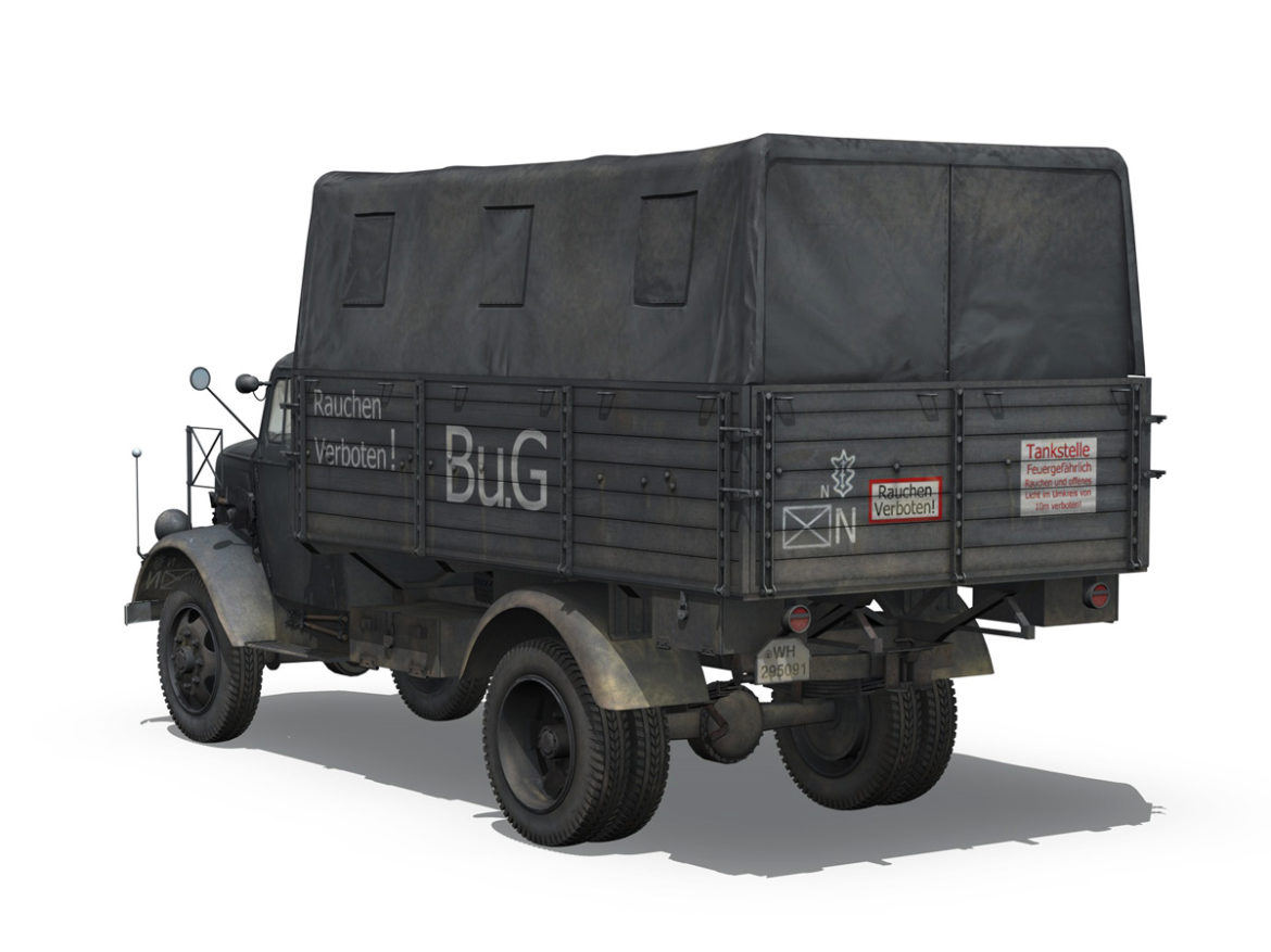 opel blitz – fuel transporter 3d model 3ds fbx lwo lw lws obj c4d 266686