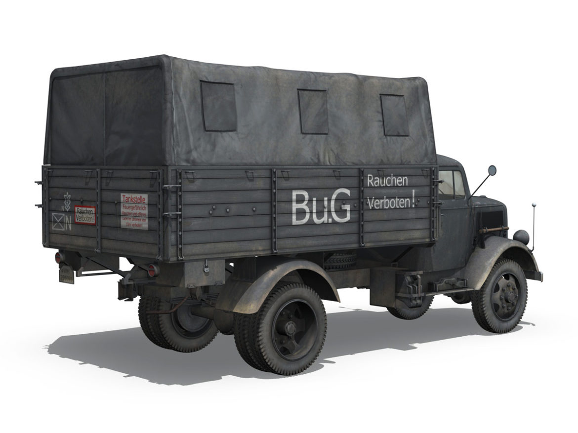 opel blitz – fuel transporter 3d model 3ds fbx lwo lw lws obj c4d 266687