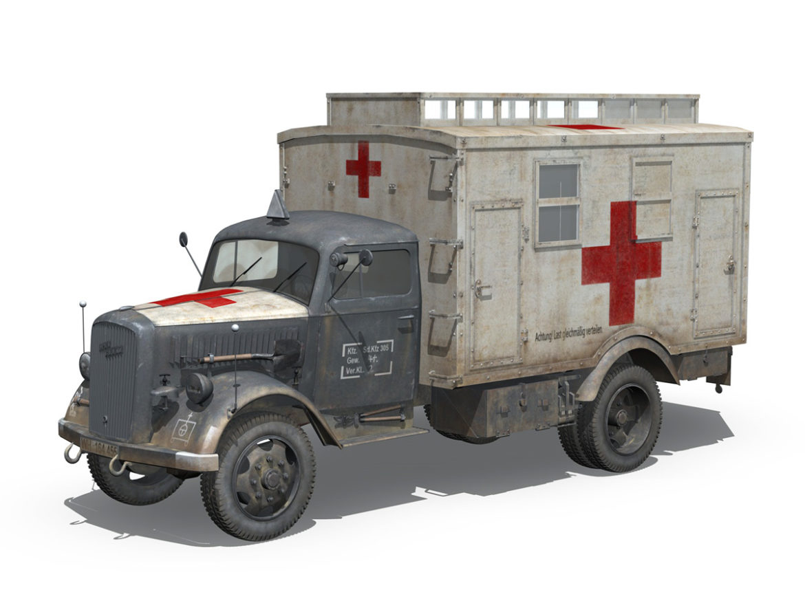 opel blitz – 3t ambulance truck – 11 pzdiv 3d model 3ds fbx lwo lw lws obj c4d 266701