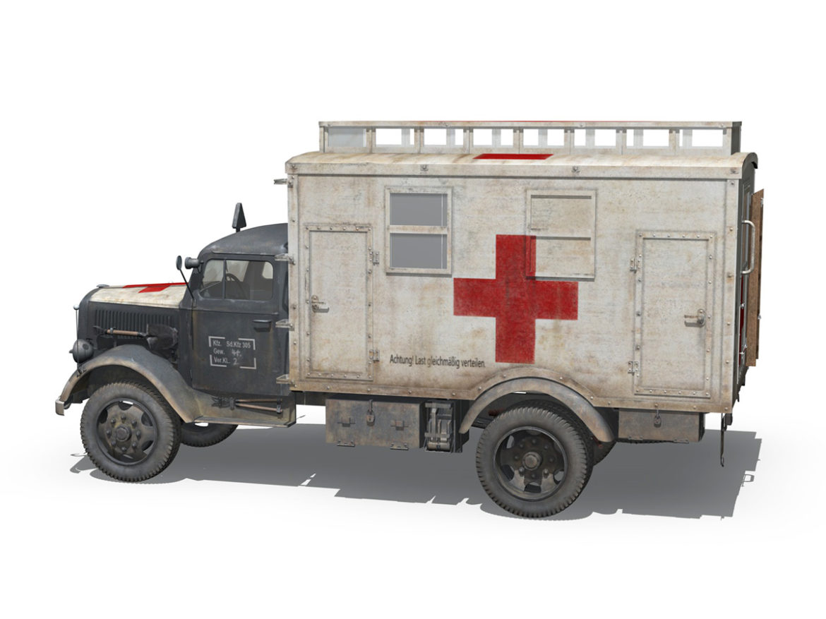 opel blitz – 3t ambulance truck – 11 pzdiv 3d model 3ds fbx lwo lw lws obj c4d 266702