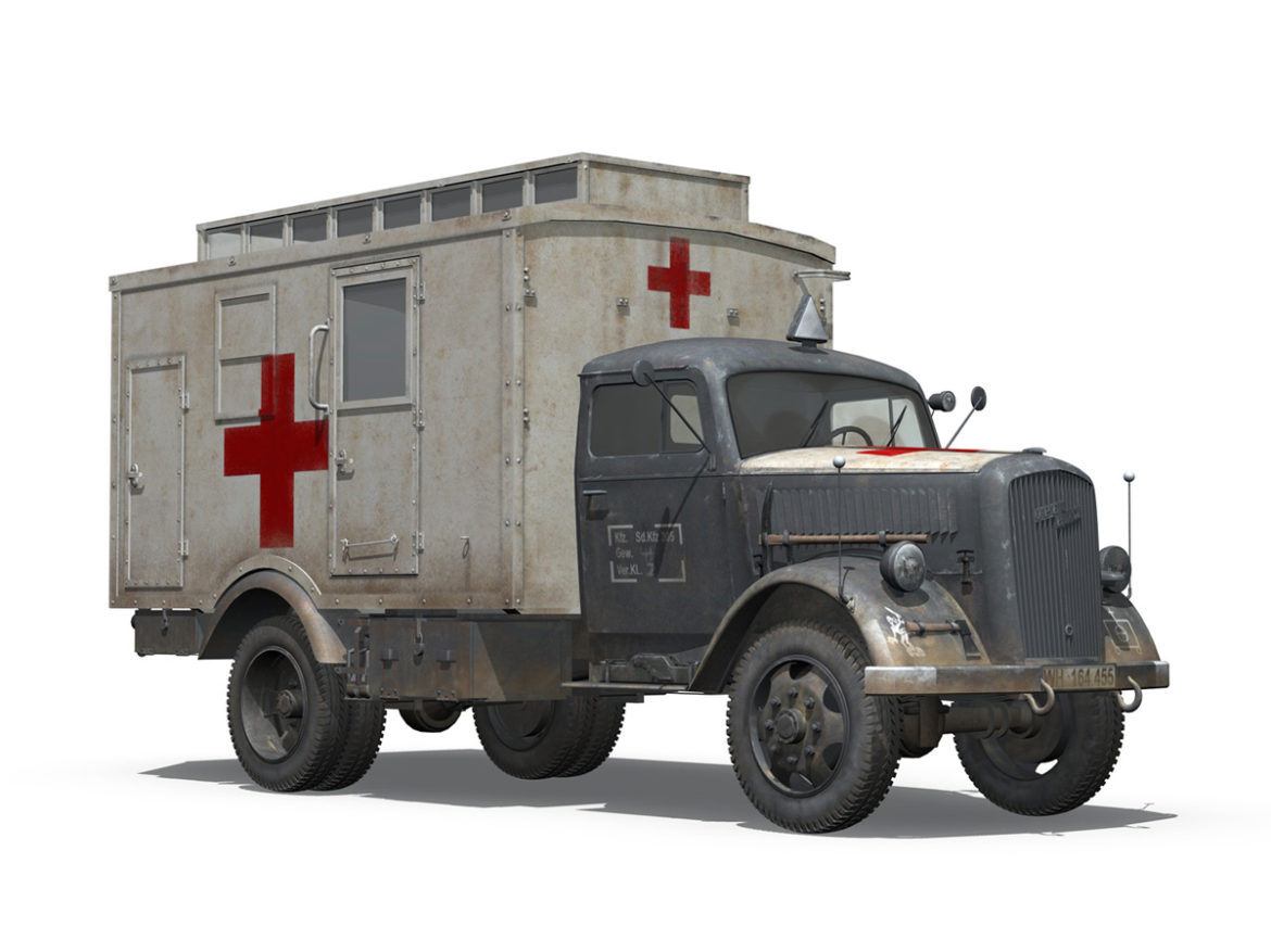 opel blitz – 3t ambulance truck – 11 pzdiv 3d model 3ds fbx lwo lw lws obj c4d 266706