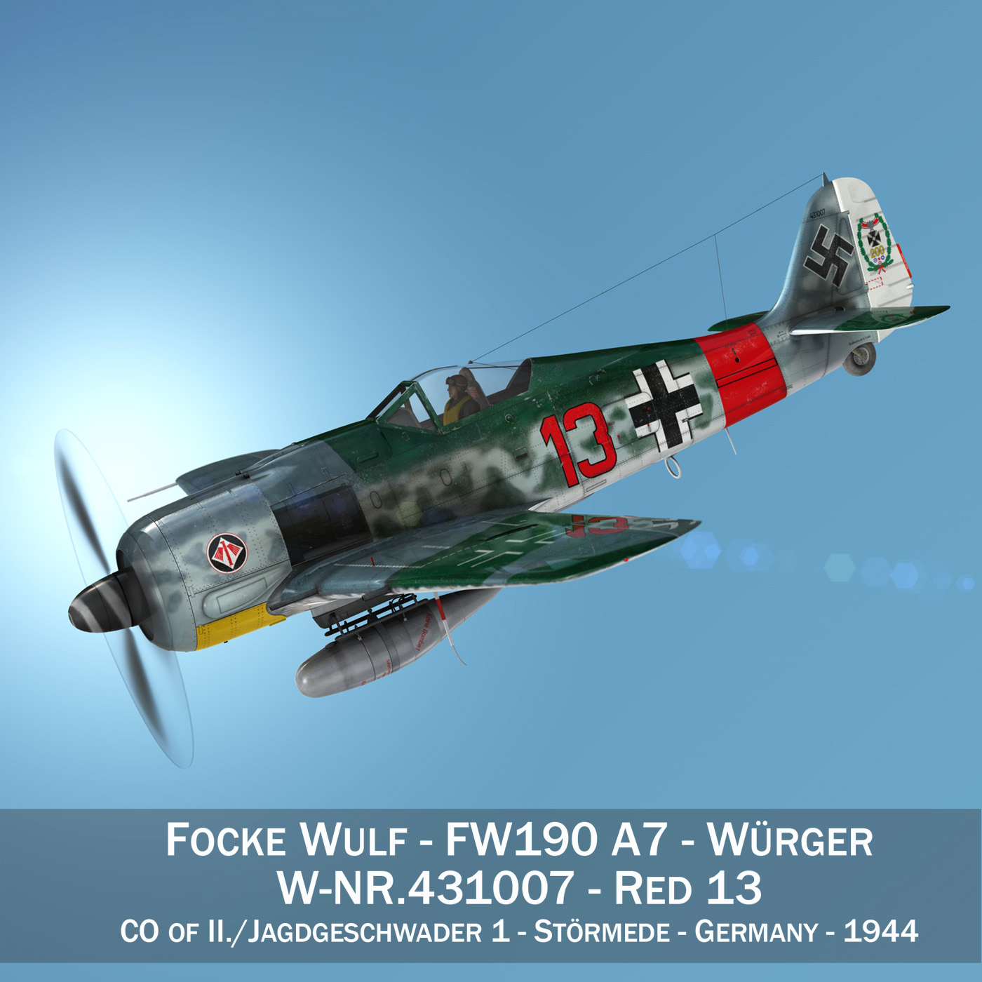focke wulf – fw190 a7 – red 13 3d model 3ds fbx c4d lwo obj 267246