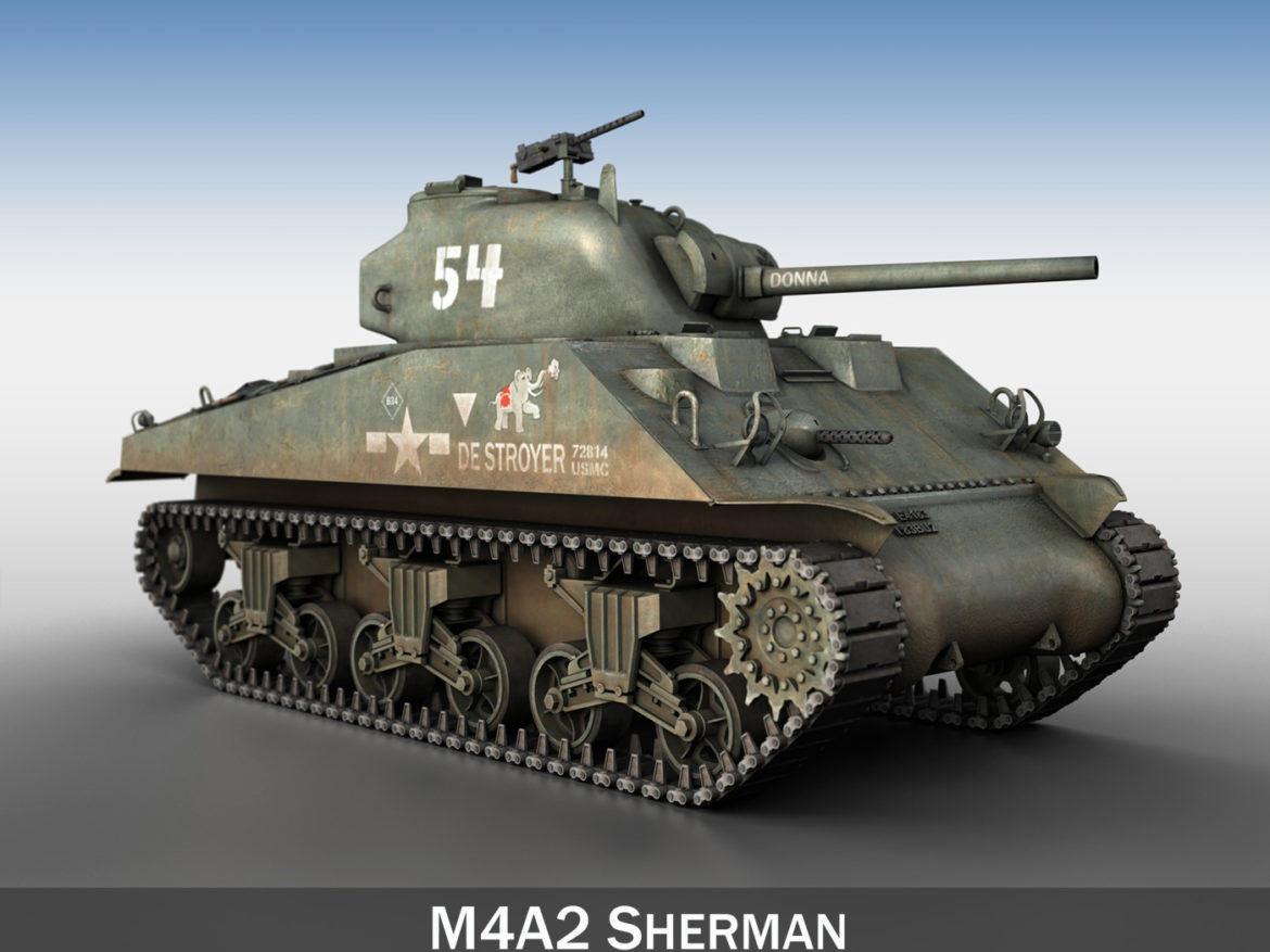 m4a2 sherman – destroyer 3d model 3ds fbx c4d lwo obj 267391
