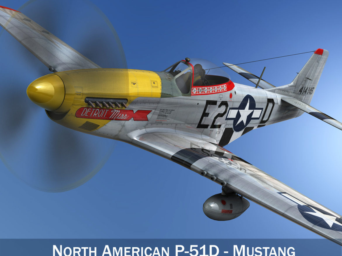 north american p-51d – mustang – detroit miss 3d model 3ds fbx c4d lwo obj 267592