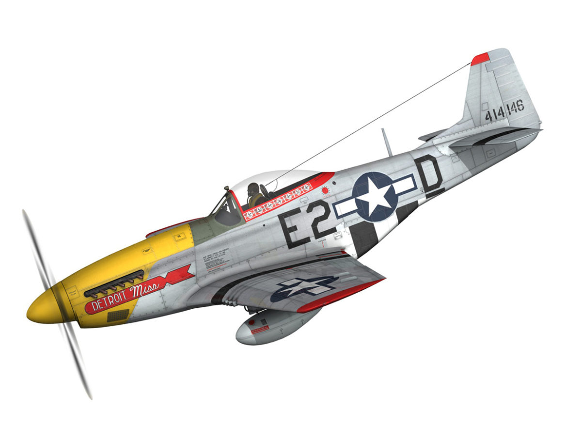 north american p-51d – mustang – detroit miss 3d model 3ds fbx c4d lwo obj 267593