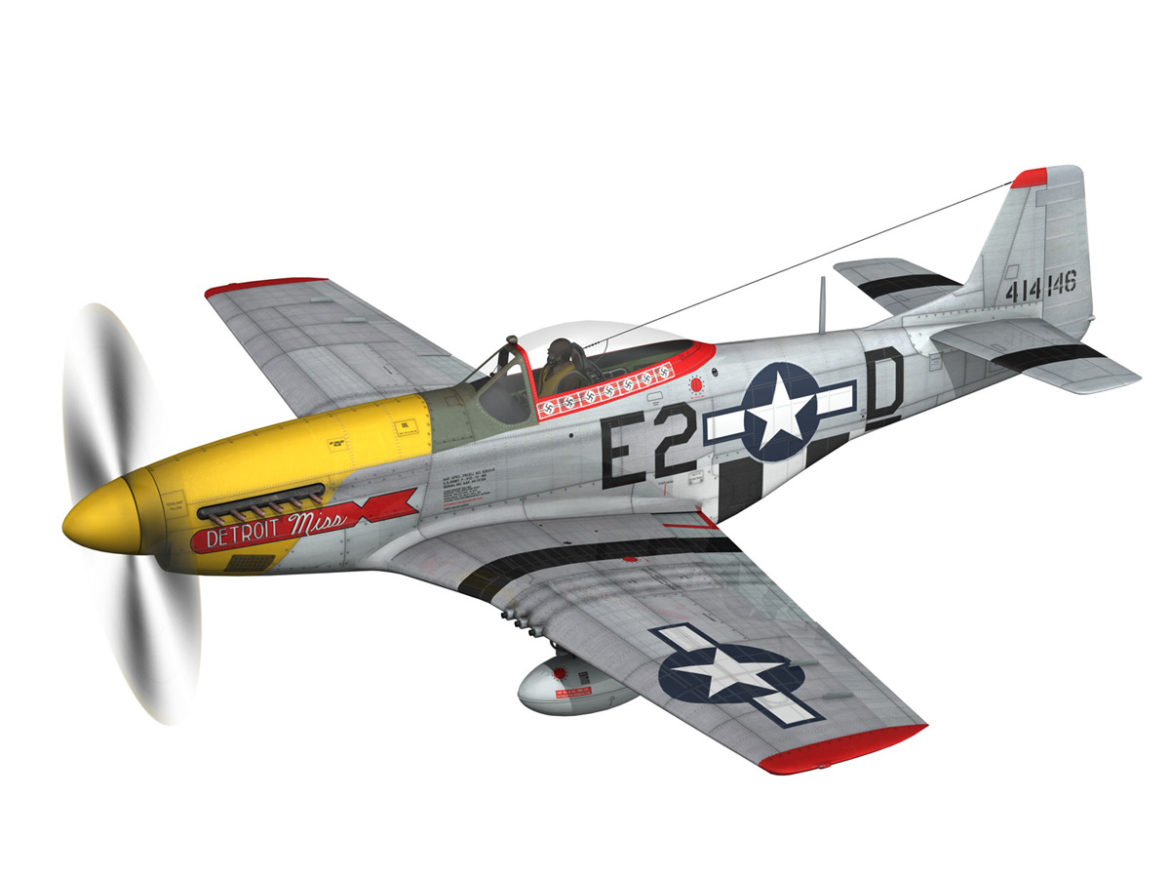 north american p-51d – mustang – detroit miss 3d model 3ds fbx c4d lwo obj 267594