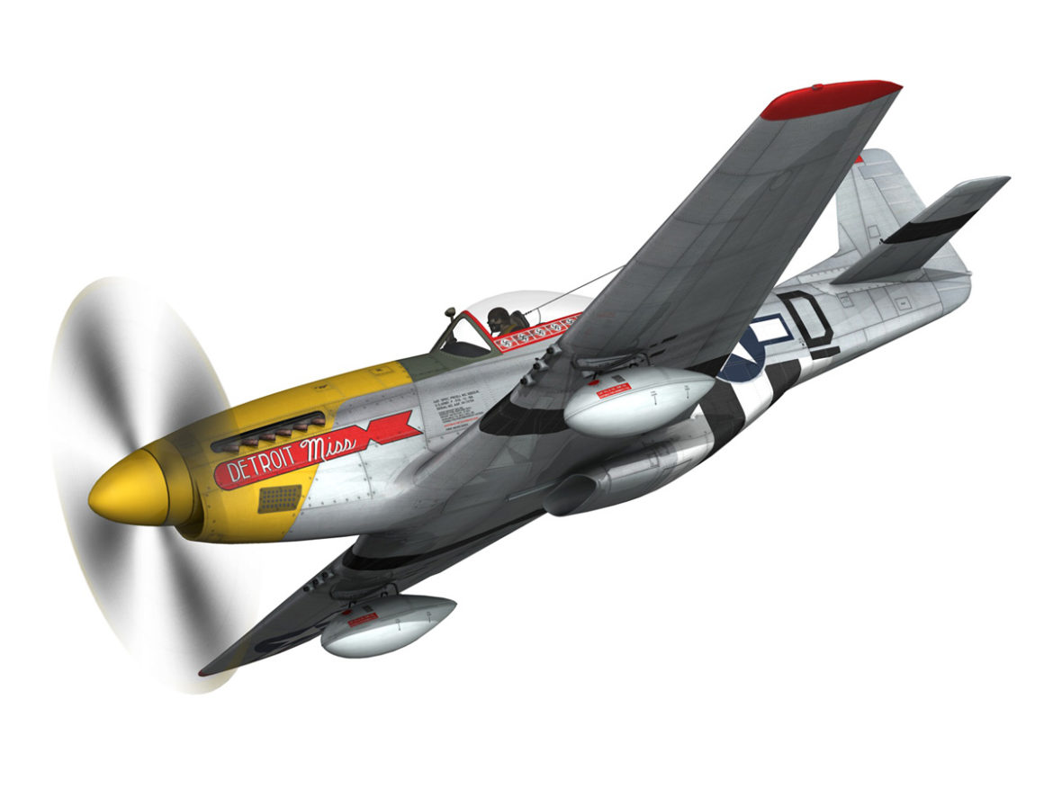 north american p-51d – mustang – detroit miss 3d model 3ds fbx c4d lwo obj 267595