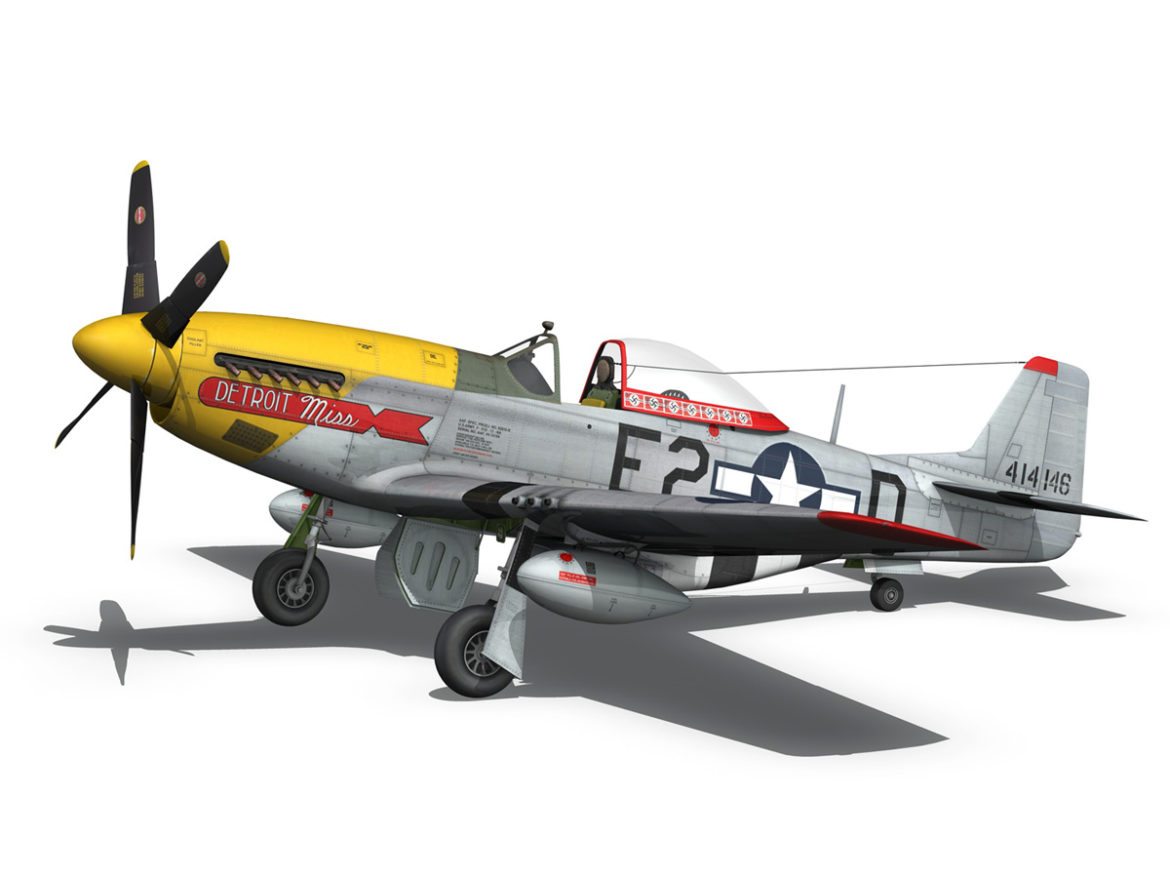 north american p-51d – mustang – detroit miss 3d model 3ds fbx c4d lwo obj 267601
