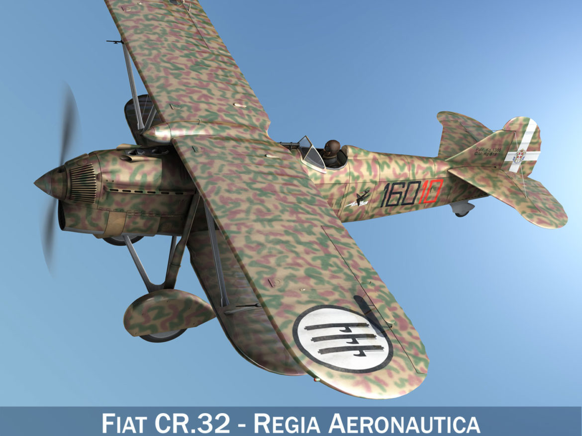 fiat cr.32 – italy airforce – 160 squadriglia 3d model fbx c4d lwo obj 268102