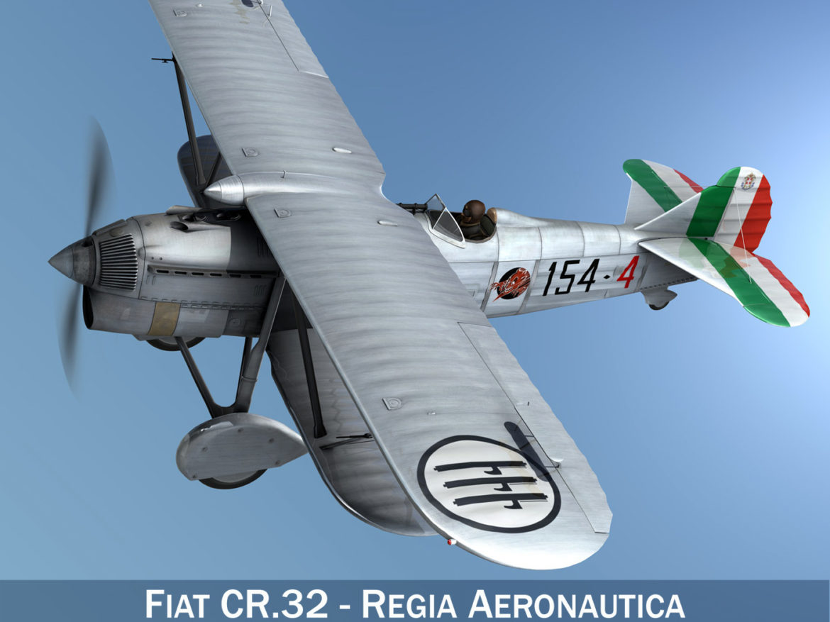 fiat cr.32 – italy airforce – 154 squadriglia 3d model fbx c4d lwo obj 268128