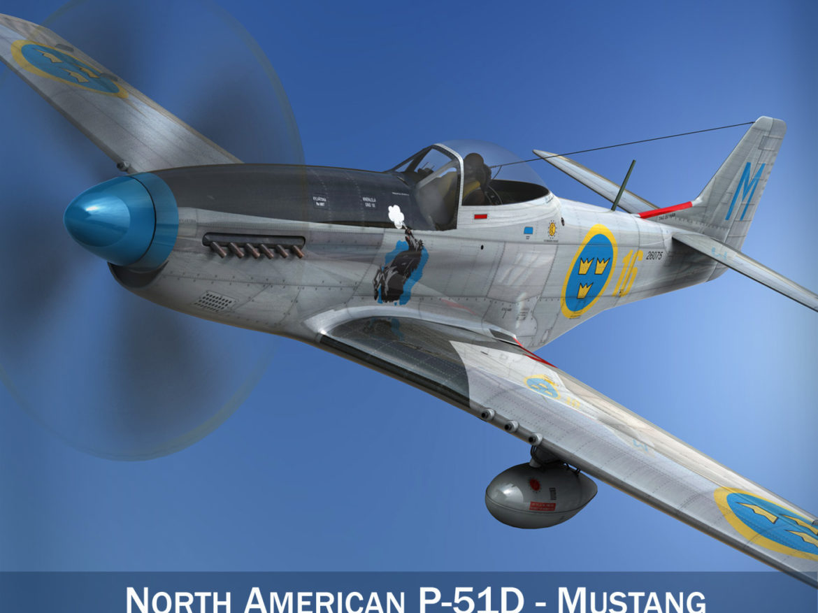 north american p-51d mustang – swedisch airforce 3d model fbx c4d lwo obj 268226