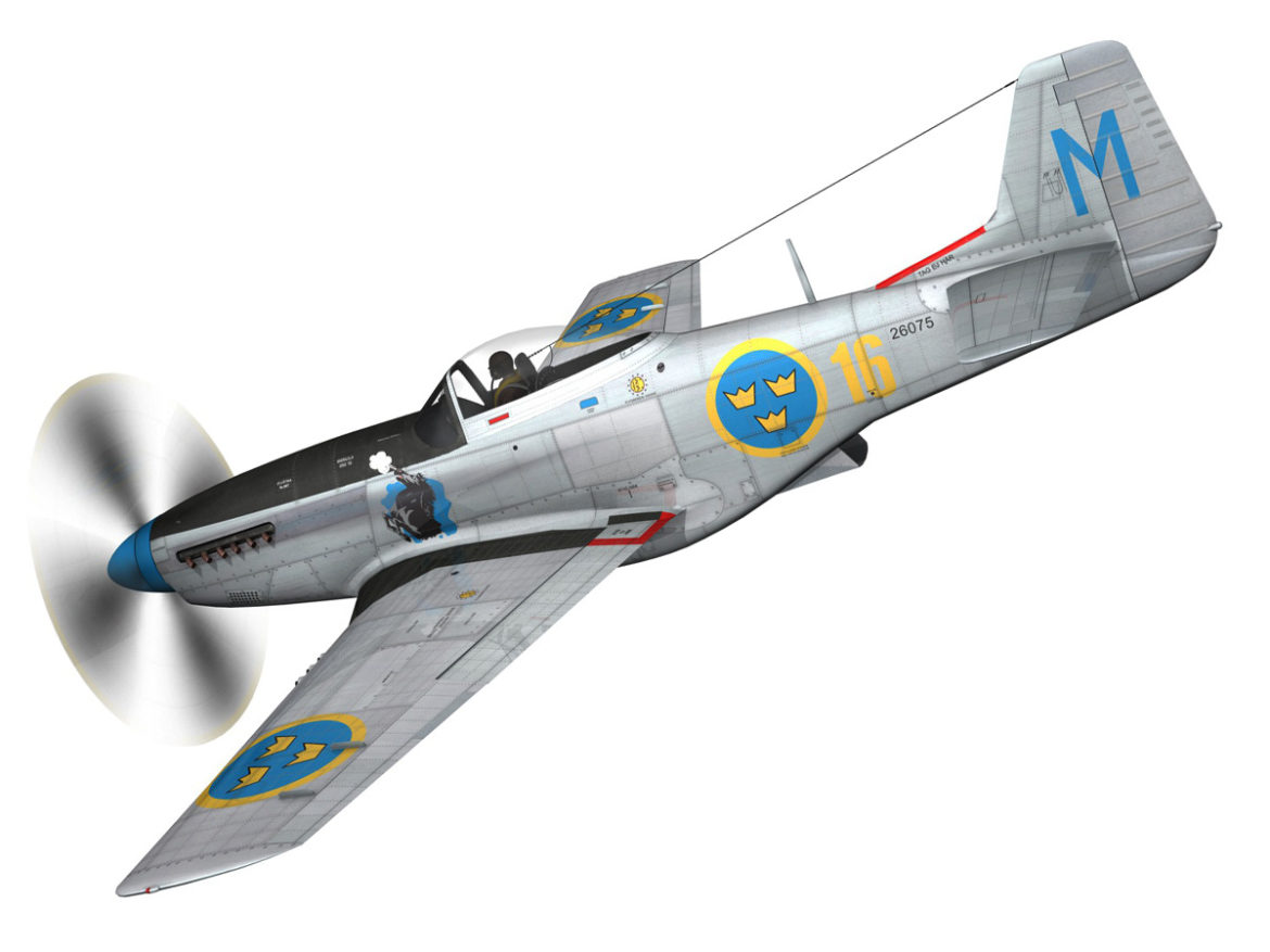 north american p-51d mustang – swedisch airforce 3d model fbx c4d lwo obj 268229