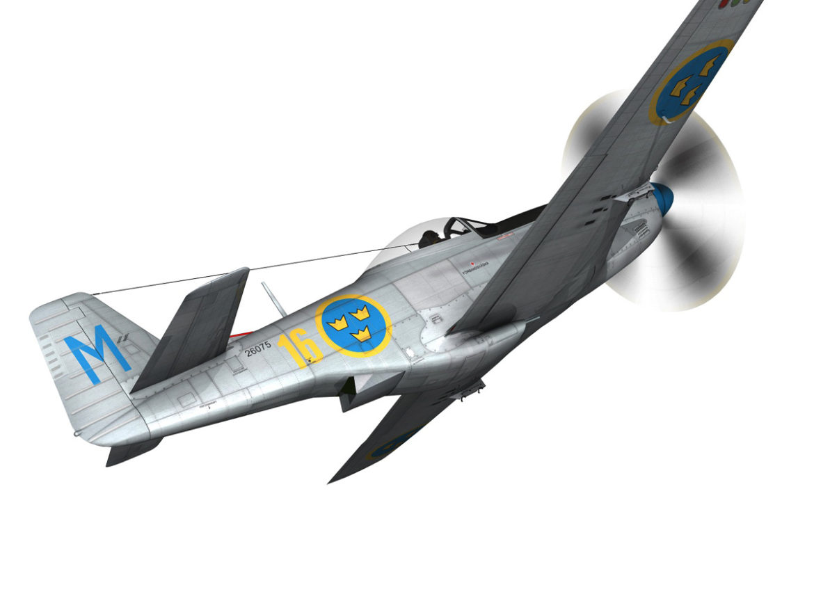 north american p-51d mustang – swedisch airforce 3d model fbx c4d lwo obj 268231