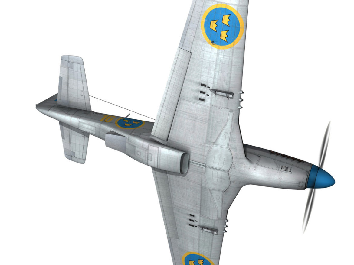 north american p-51d mustang – swedisch airforce 3d model fbx c4d lwo obj 268233