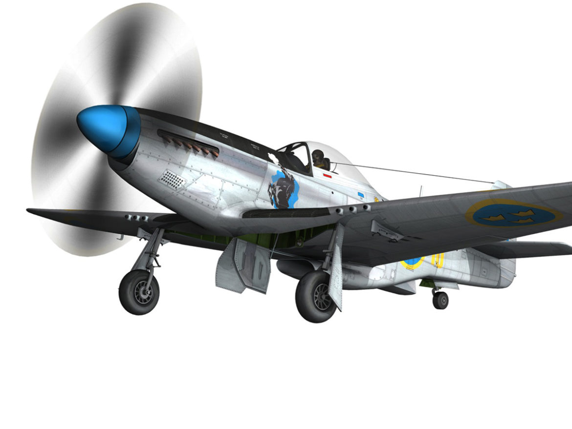 north american p-51d mustang – swedisch airforce 3d model fbx c4d lwo obj 268234