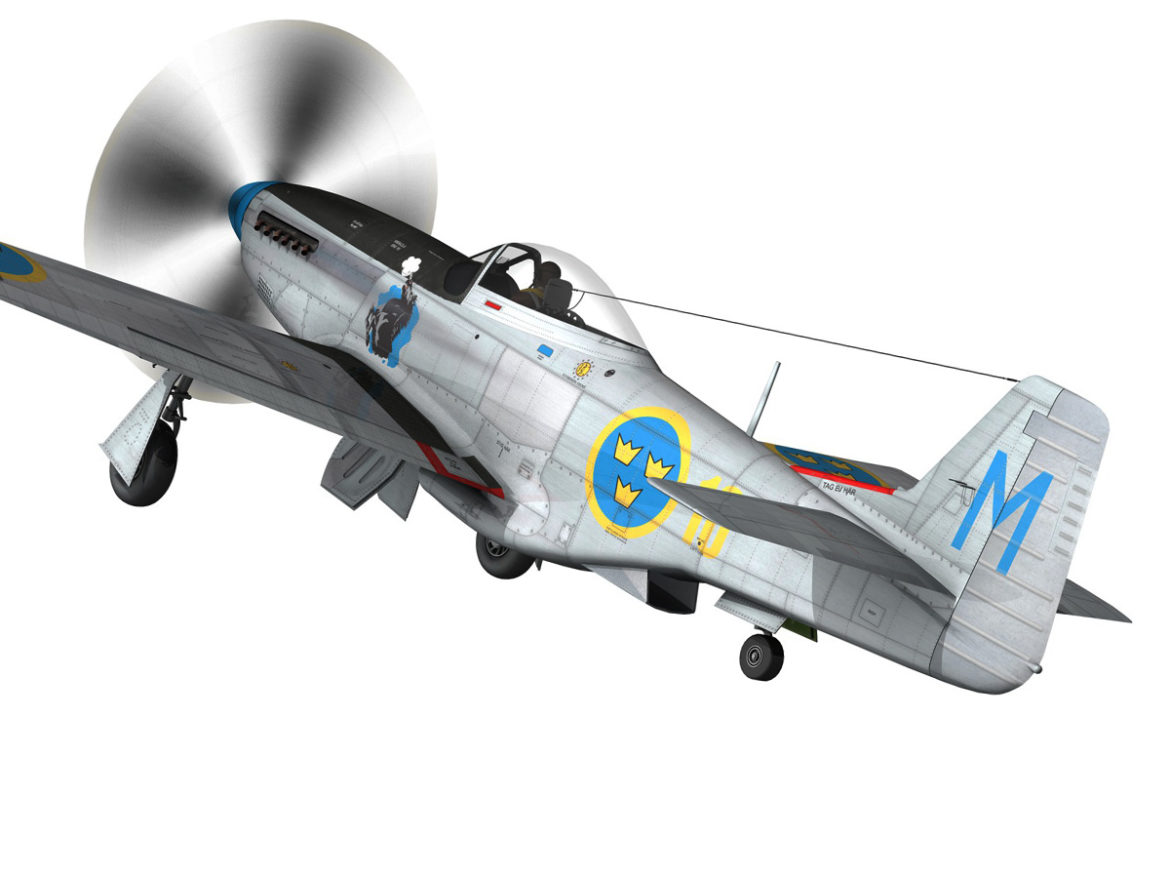 north american p-51d mustang – swedisch airforce 3d model fbx c4d lwo obj 268235